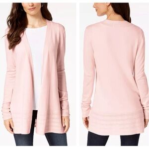Charter Club Women’s Knit Long Cardigan Sweater Blush Pink Open Front Size XXL